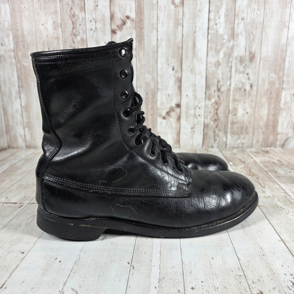Vintage Black Leather Combat Boots Biltrite Sole Mens 8 R High Top Lace Up